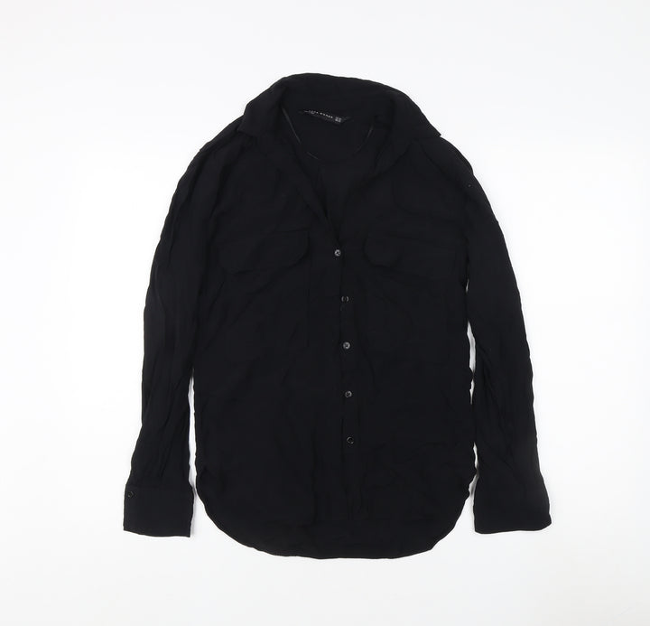 Zara Women's Black Button-Up Shirt, XS, Casual