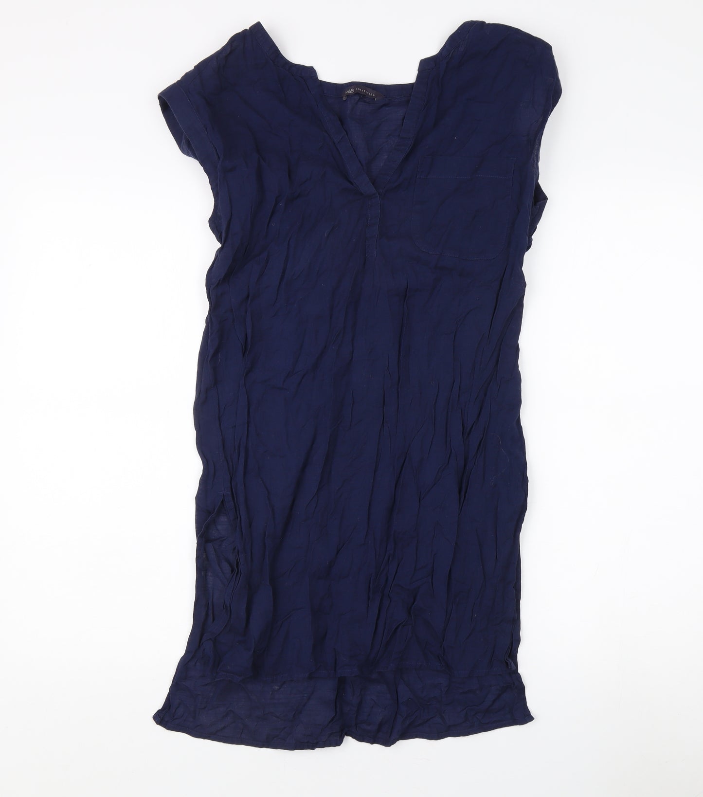 Marks and Spencer Women's Blue V-Neck Top Size 8