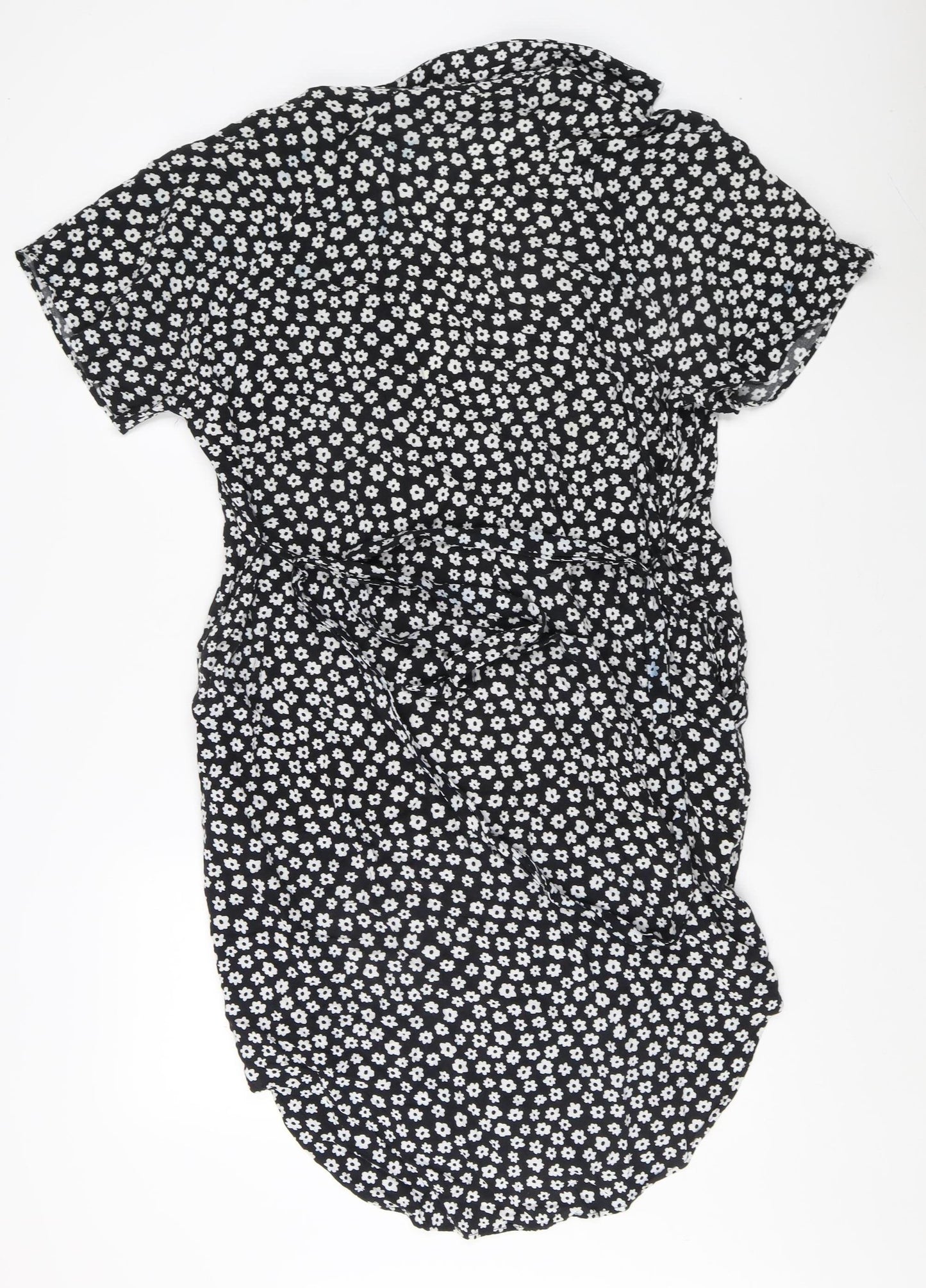 Monki Women's Black Floral Wrap V-Neck Top XS