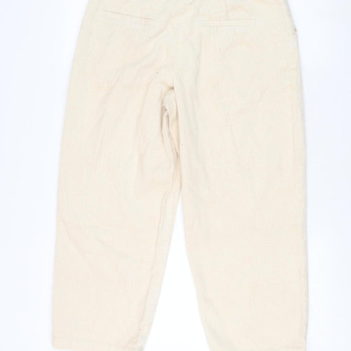 ICHI Women's Beige Corduroy Trousers Size 10