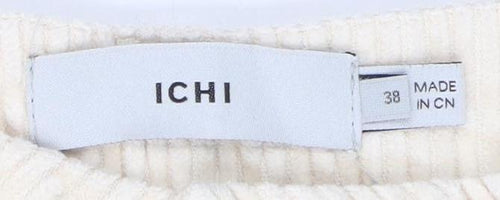 ICHI Women's Beige Corduroy Trousers Size 10