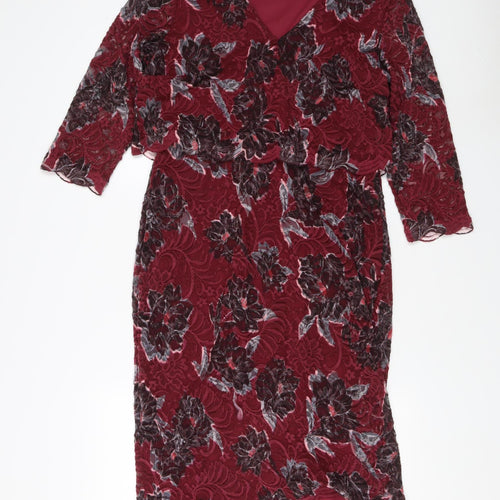 Marks and Spencer Women’s Red Floral Sheath Dress Size 14