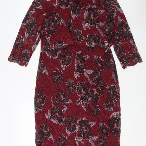 Marks and Spencer Women’s Red Floral Sheath Dress Size 14