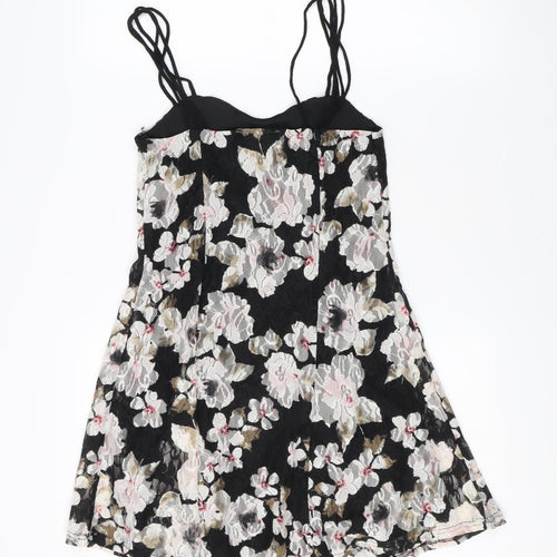 Pins and Needles Women's Black Floral A-Line Dress XS