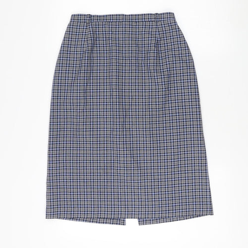 Sportleigh Women's Blue Checked Pencil Skirt, Size 14