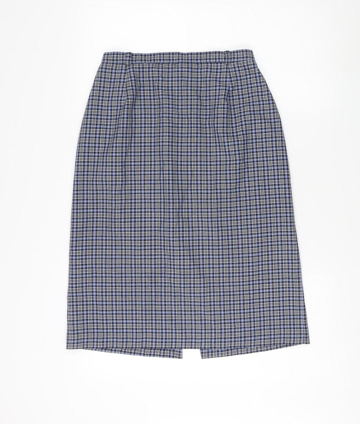 Sportleigh Women's Blue Checked Pencil Skirt, Size 14