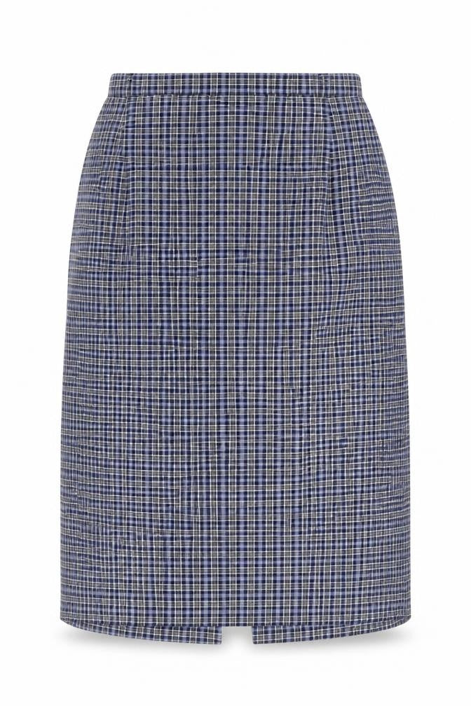 Front view of Sportleigh Women's Blue Checked Pencil Skirt, size 14