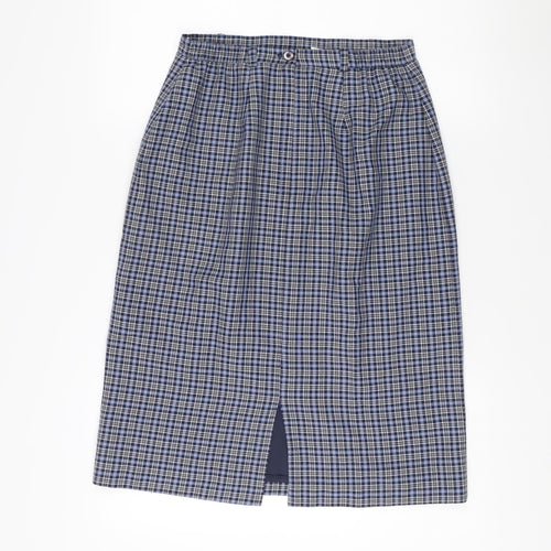 Sportleigh Women's Blue Checked Pencil Skirt, Size 14