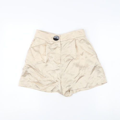 Zara Women's Beige Chino Shorts - XS, High Rise, Button