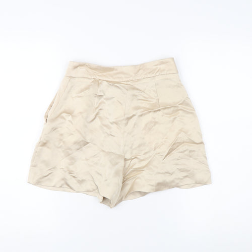 Zara Women's Beige Chino Shorts - XS, High Rise, Button