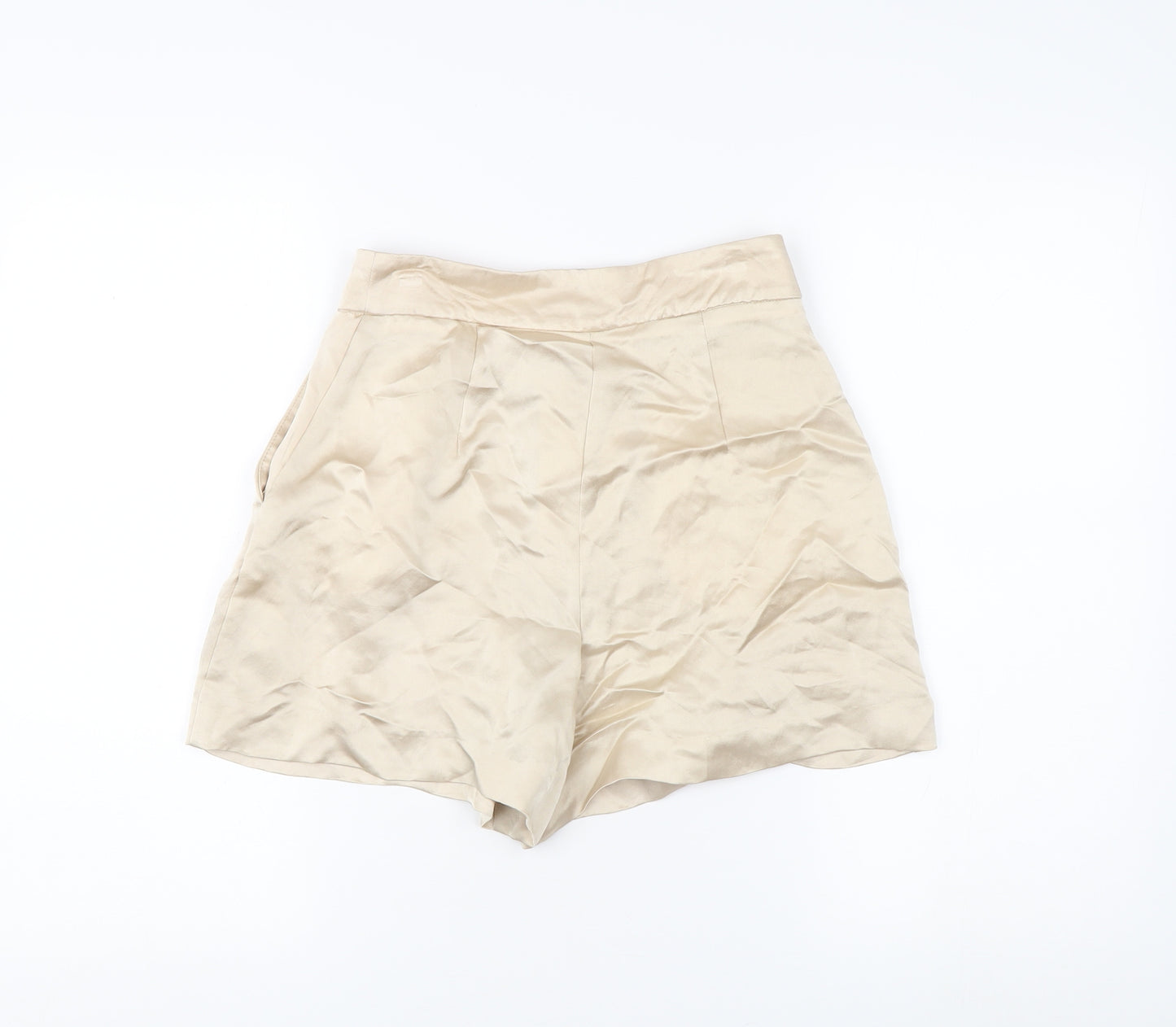 Zara Women's Beige Chino Shorts - XS, High Rise, Button