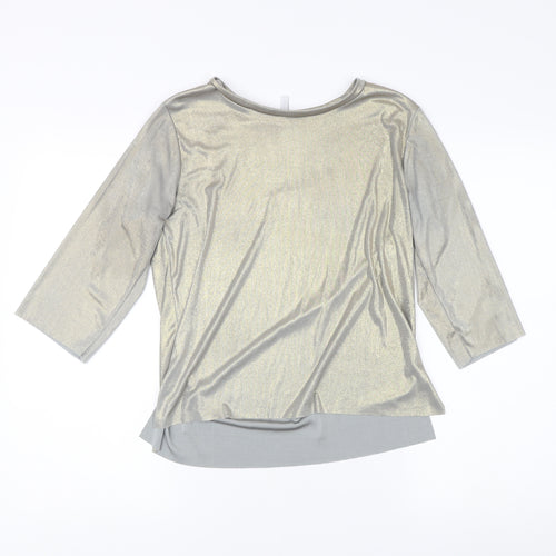 Stradivarius Women's Gold 3/4 Sleeve Top Size S