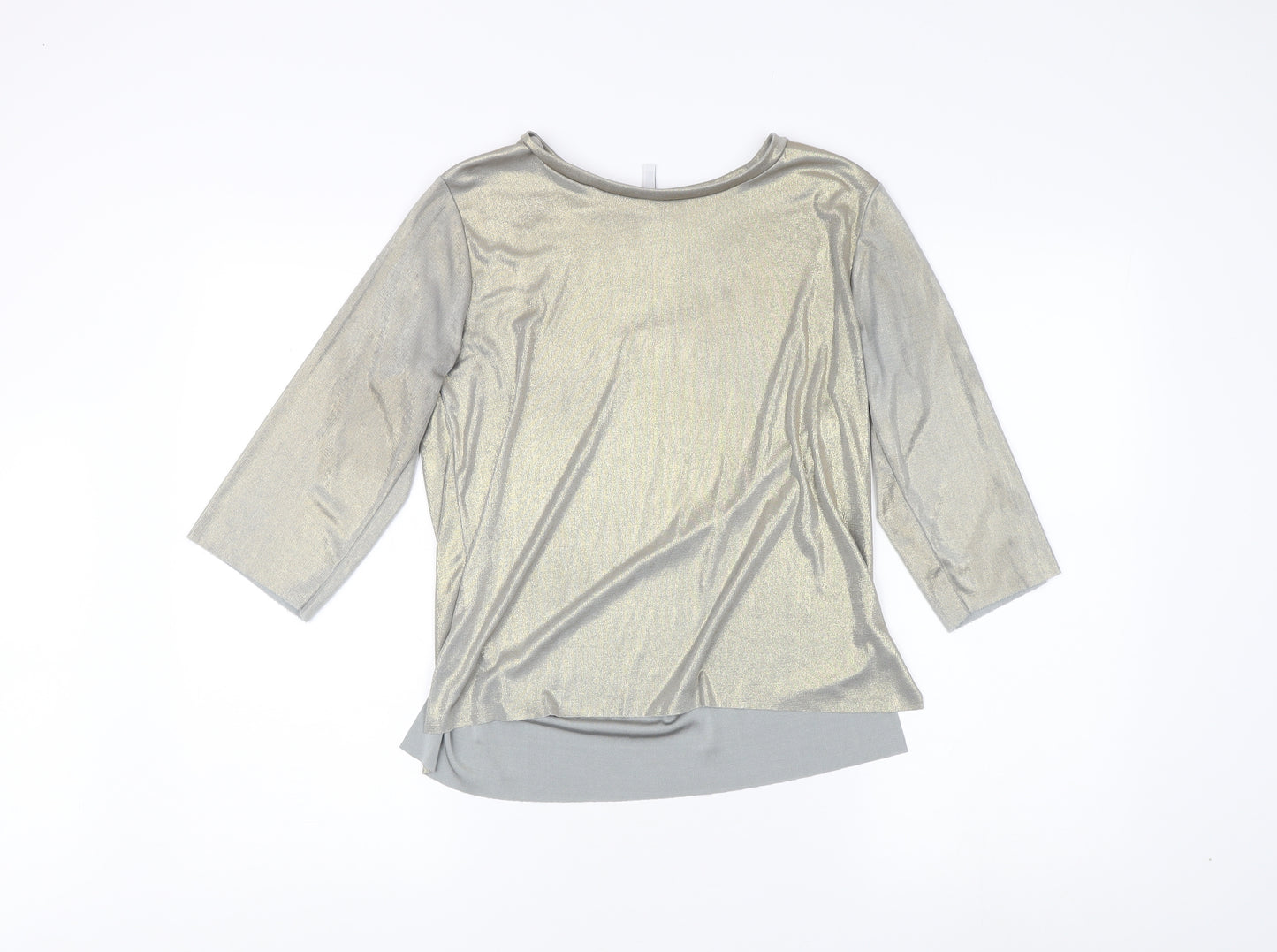 Stradivarius Women's Gold 3/4 Sleeve Top Size S