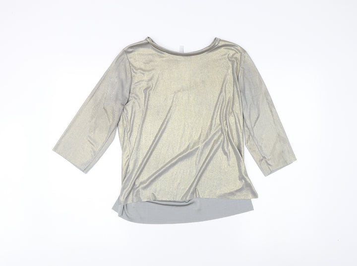 Stradivarius Women's Gold 3/4 Sleeve Top Size S