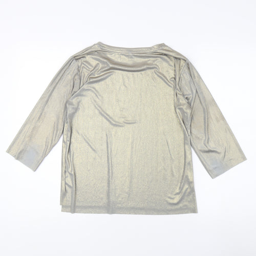 Stradivarius Women's Gold 3/4 Sleeve Top Size S