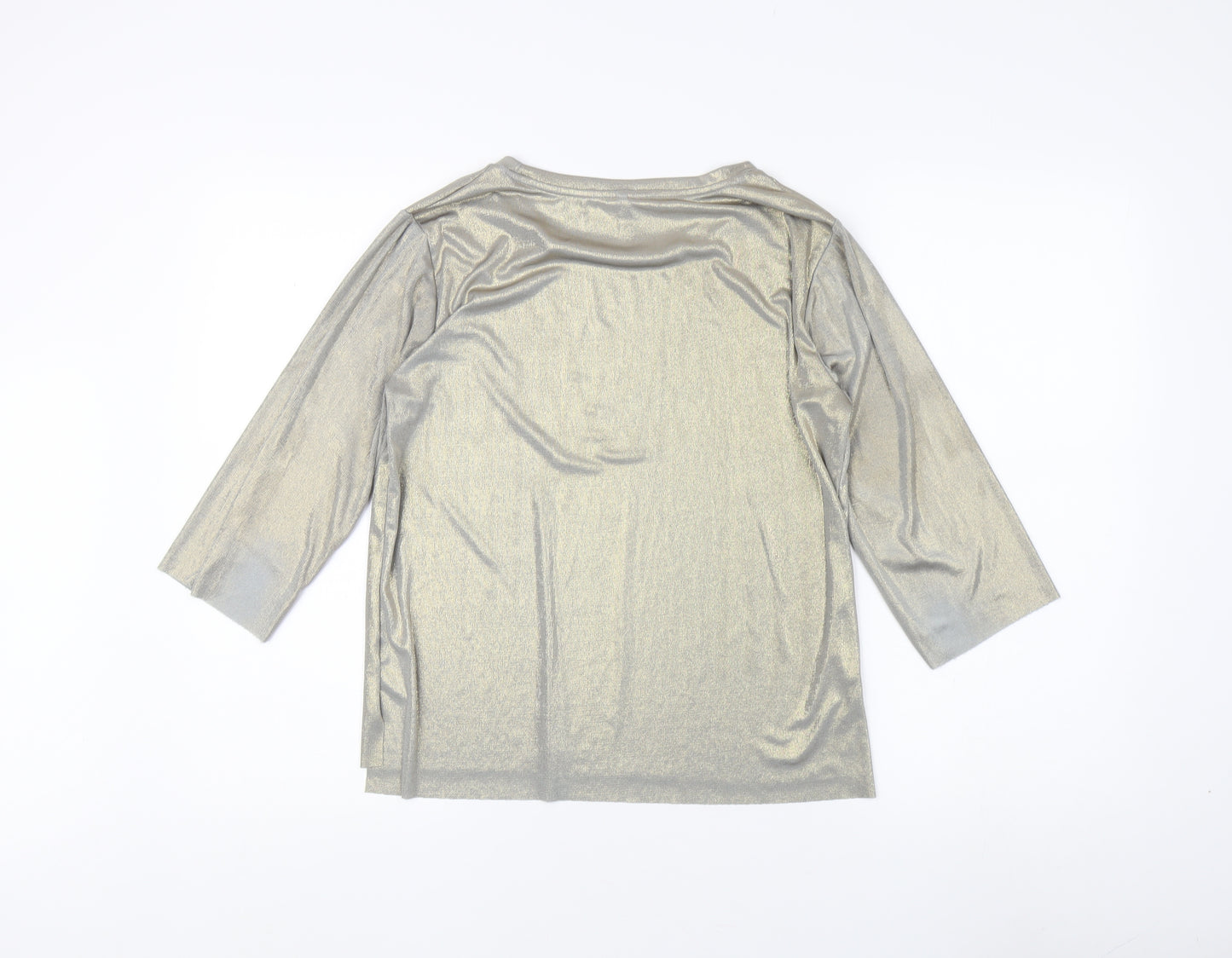 Stradivarius Women's Gold 3/4 Sleeve Top Size S