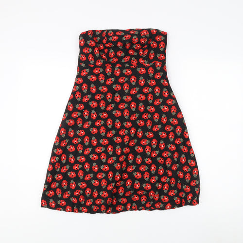 Get Cutie Co Women's Black Red Floral Strapless Dress