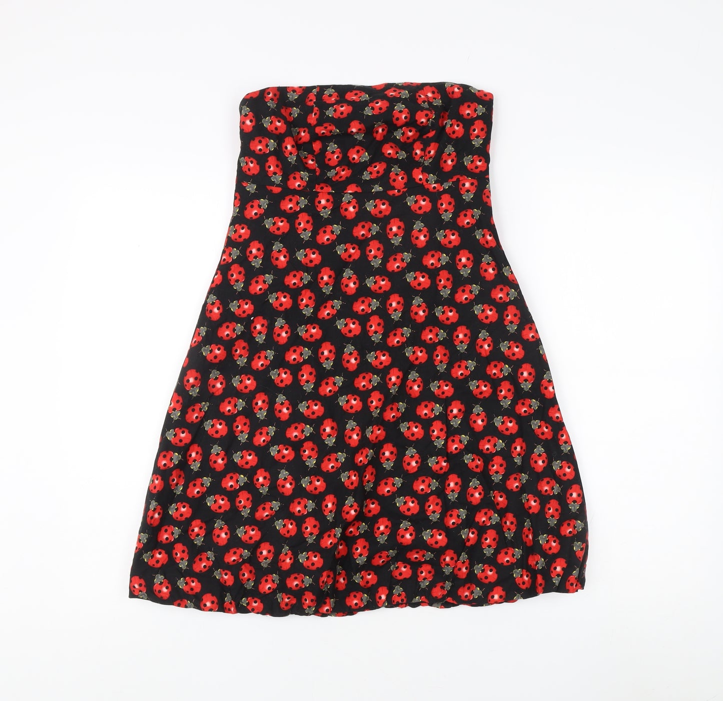 Get Cutie Co Women's Black Red Floral Strapless Dress
