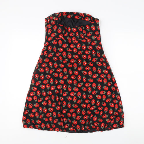 Get Cutie Co Women's Black Red Floral Strapless Dress