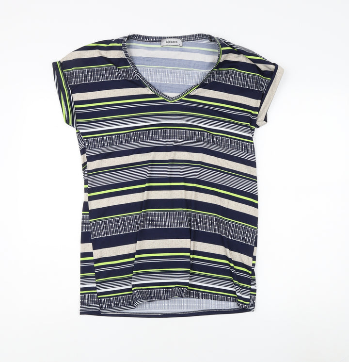 Alexara Women's Multicoloured Striped Top, Size S, V-Neck