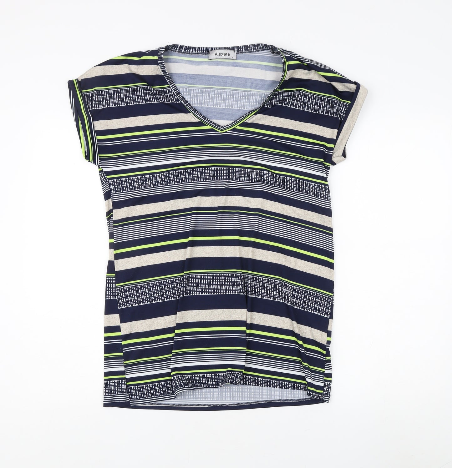 Alexara Women's Multicoloured Striped Top, Size S, V-Neck