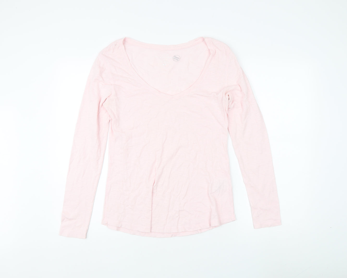 H&M Womens Pink V-Neck Long Sleeve Top, Size L