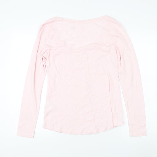 H&M Womens Pink V-Neck Long Sleeve Top, Size L