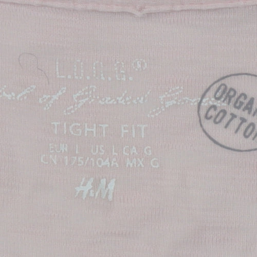 H&M Womens Pink V-Neck Long Sleeve Top, Size L