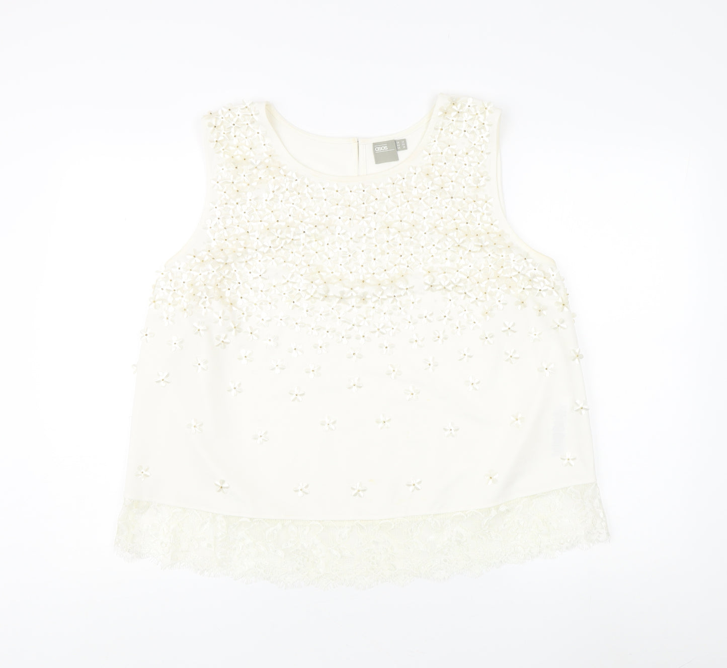 ASOS Women's Plus Size 22 White Beaded Tank Top