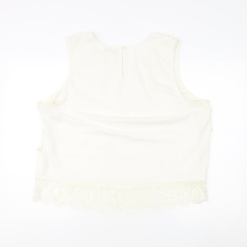 ASOS Women's Plus Size 22 White Beaded Tank Top