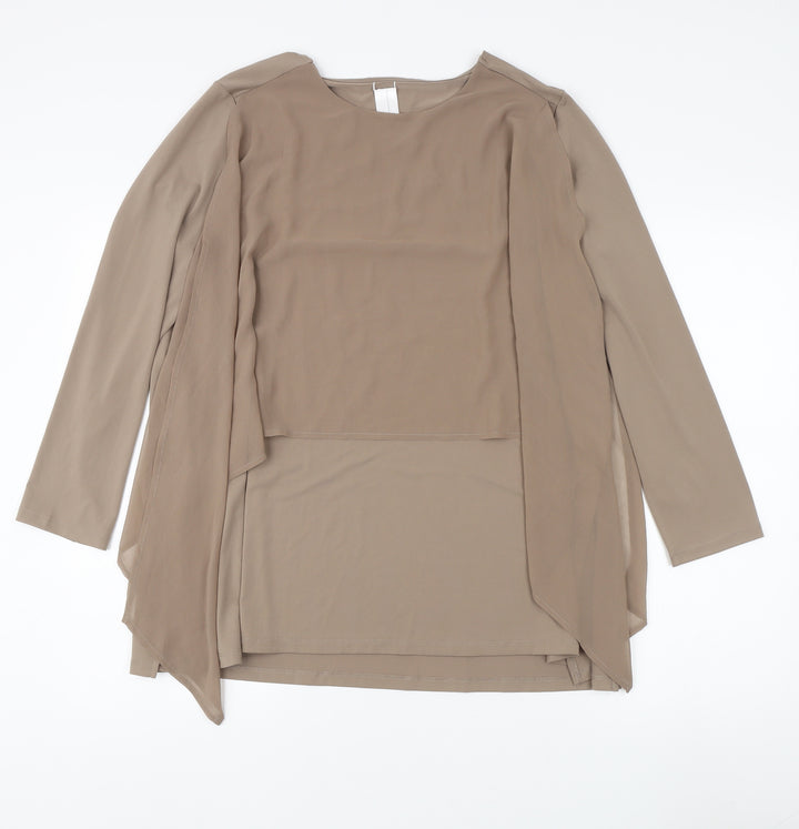 Wynne Layers Beige Long Sleeve Tunic Blouse - Medium