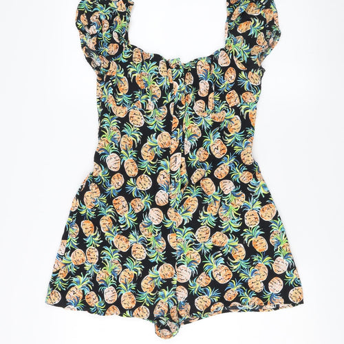 Bershka Women's Multicoloured Floral Playsuit Size 12