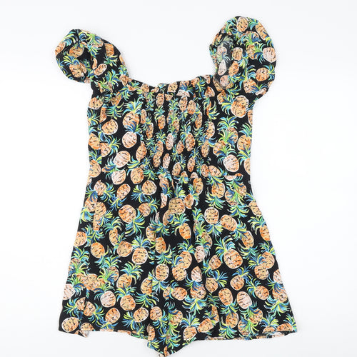 Bershka Women's Multicoloured Floral Playsuit Size 12