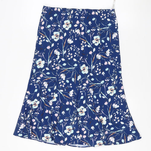 David Nieper Women's Blue Floral A-Line Skirt UK 12