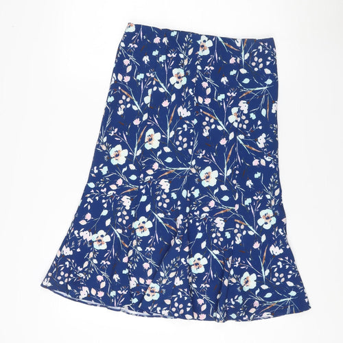 David Nieper Women's Blue Floral A-Line Skirt UK 12