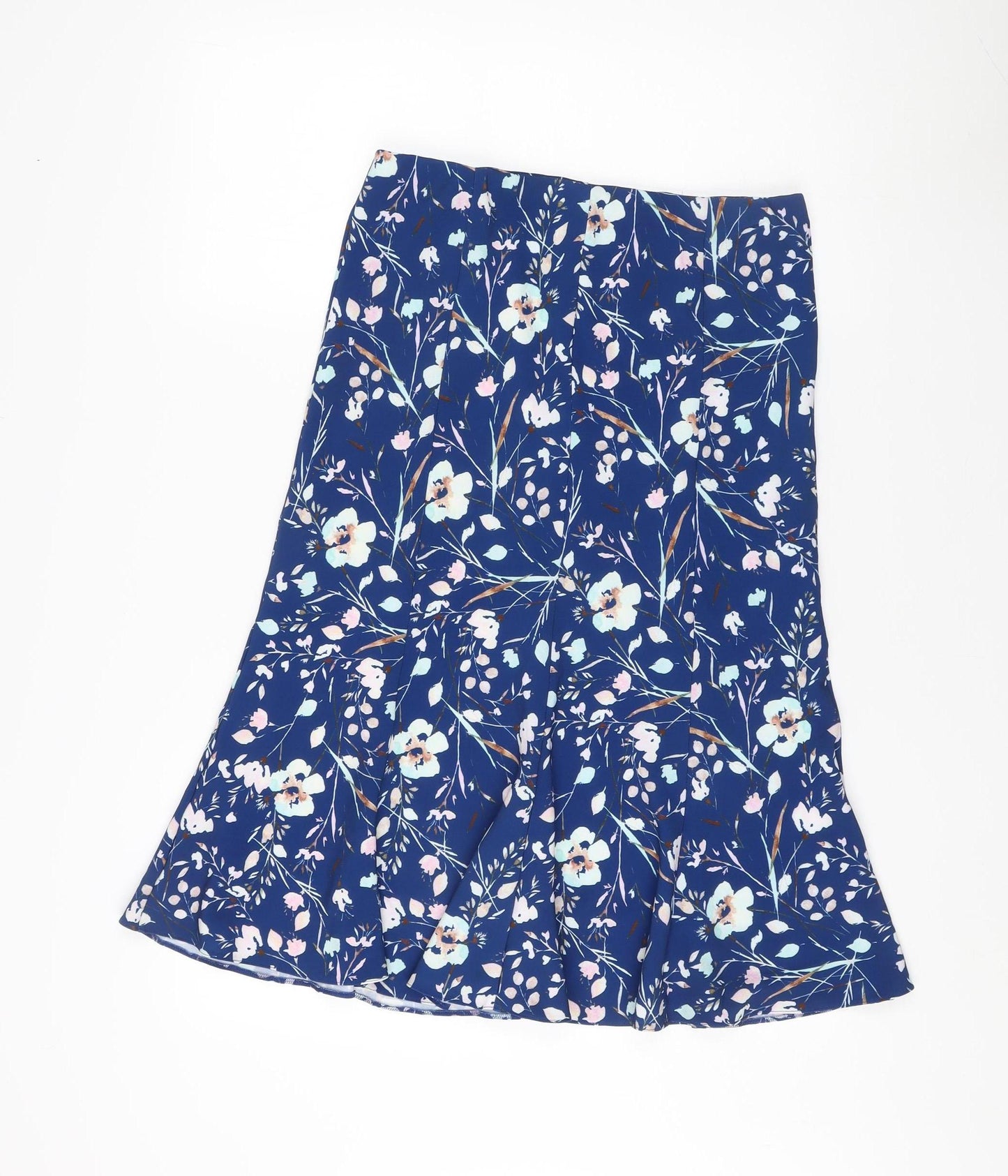 David Nieper Women's Blue Floral A-Line Skirt UK 12