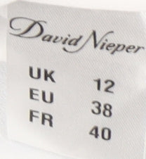 David Nieper Women's Blue Floral A-Line Skirt UK 12