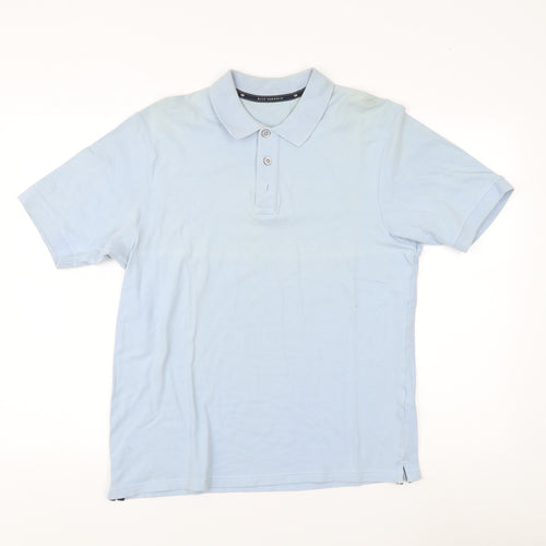 Marks and Spencer Men's Blue Polo Shirt S, Collared Solid