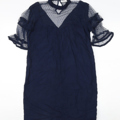 Vila Women's Blue Mesh Flared Sleeve Dress S