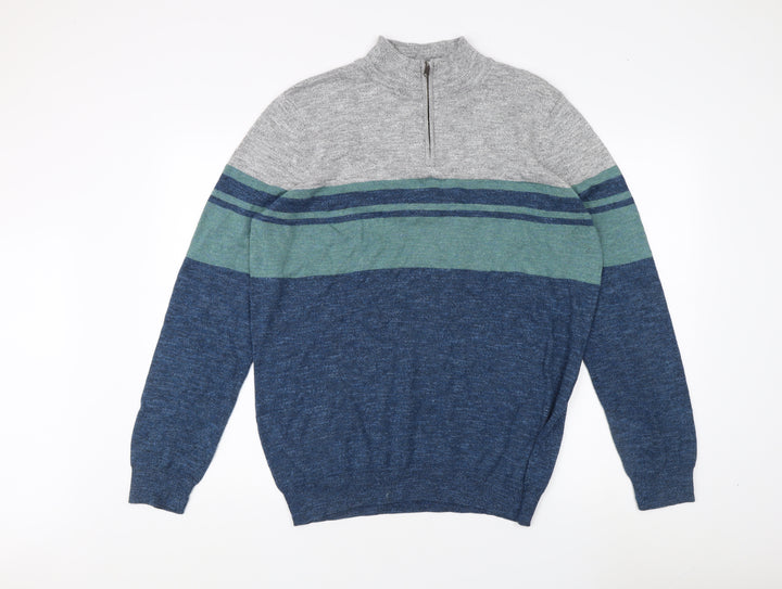M&Co Men's Multicoloured 1/4 Zip Sweatshirt L