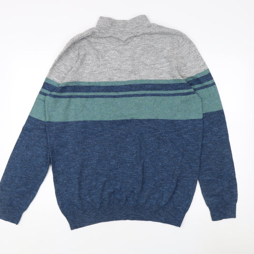 M&Co Men's Multicoloured 1/4 Zip Sweatshirt L