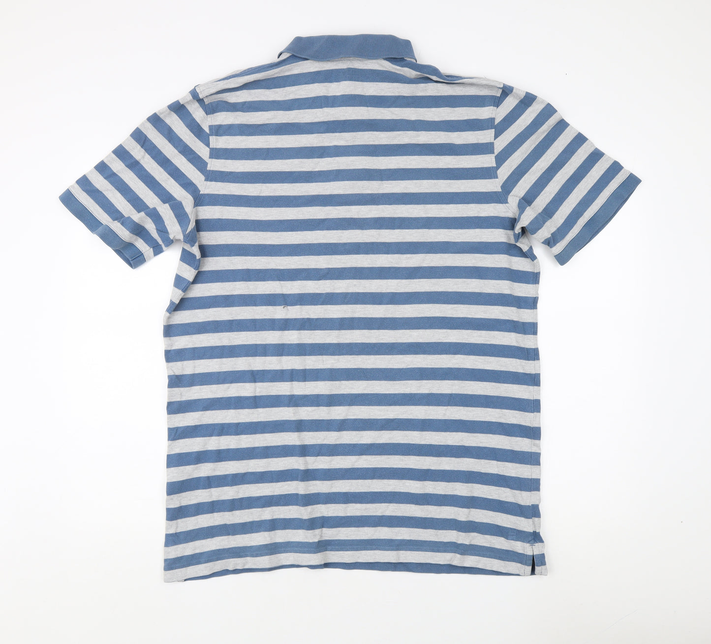 Lands' End Men's Blue Striped Polo Shirt L