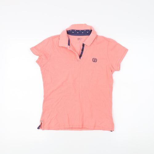 PDI Women's Pink Polo Shirt M - Cotton Casual Short Sleeve