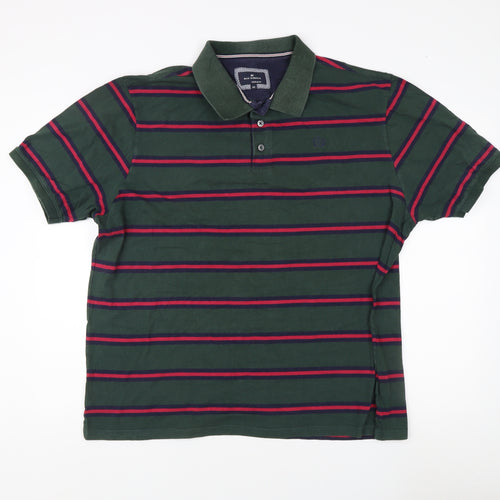 Marks and Spencer Men's Green XXL Striped Polo Shirt