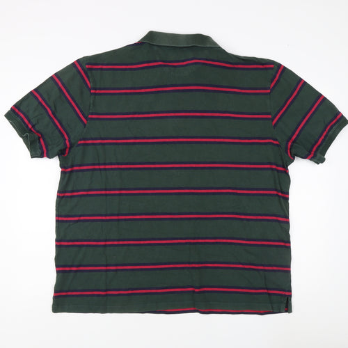Marks and Spencer Men's Green XXL Striped Polo Shirt