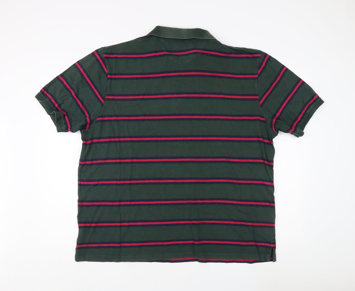 Marks and Spencer Men's Green XXL Striped Polo Shirt