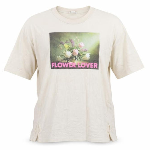 Monki Women Beige Graphic T-Shirt L Casual