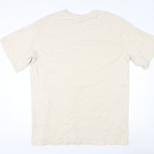 Monki Women Beige Graphic T-Shirt L Casual