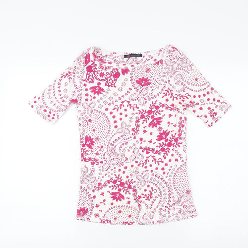 Marks and Spencer Women's Pink T-Shirt UK 10 Floral