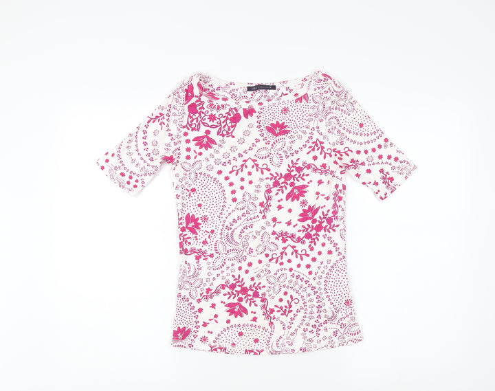 Marks and Spencer Women's Pink T-Shirt UK 10 Floral